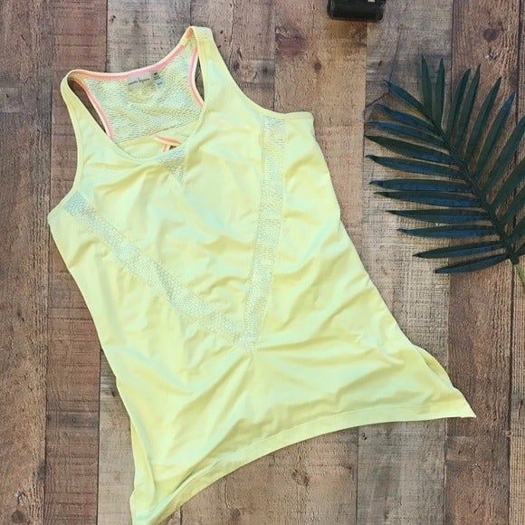 Nanette Lepore Yellow Active Tank Keyhole Back Athleisure Medium Yoga - Picture 1 of 6